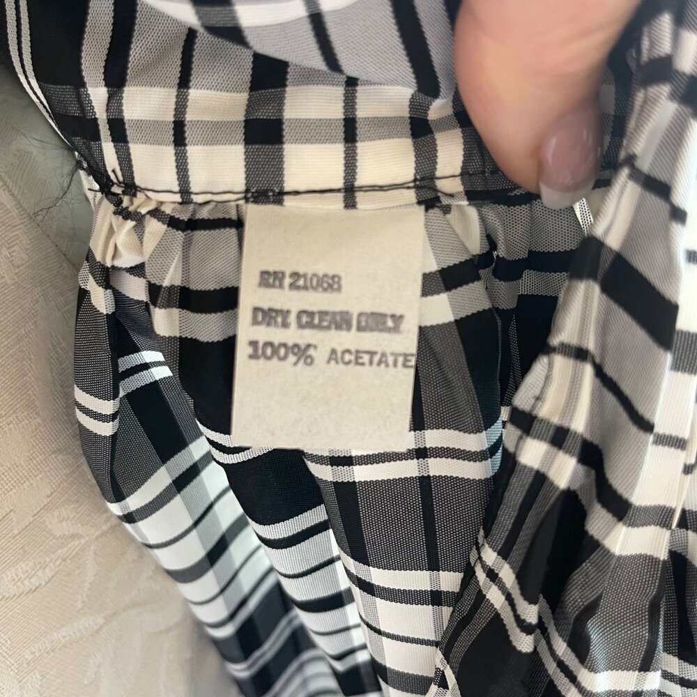 Mr. Blackwell Vintage Womens Taffeta Plaid Pinafore Black White One Size Rare - Picture 8 of 14